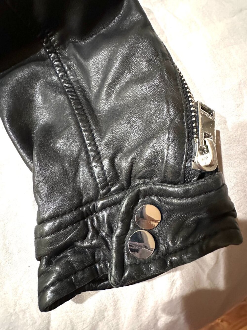 LAMARQUE BLACK LEATHER HOODIE BIKER JACKET MEDIUM - Picture 5 of 7